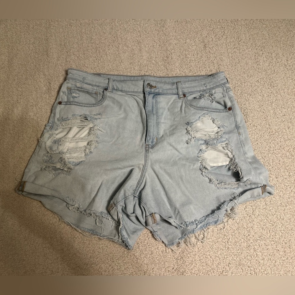 American Eagle Outfitters Blue Distressed Jean Shorts
